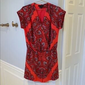 Banana Republic Red and White Romper with Paisley Print